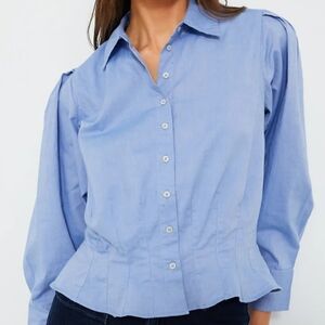 THE GREAT Blue Oxford The Honor Top Size 2 US Medium